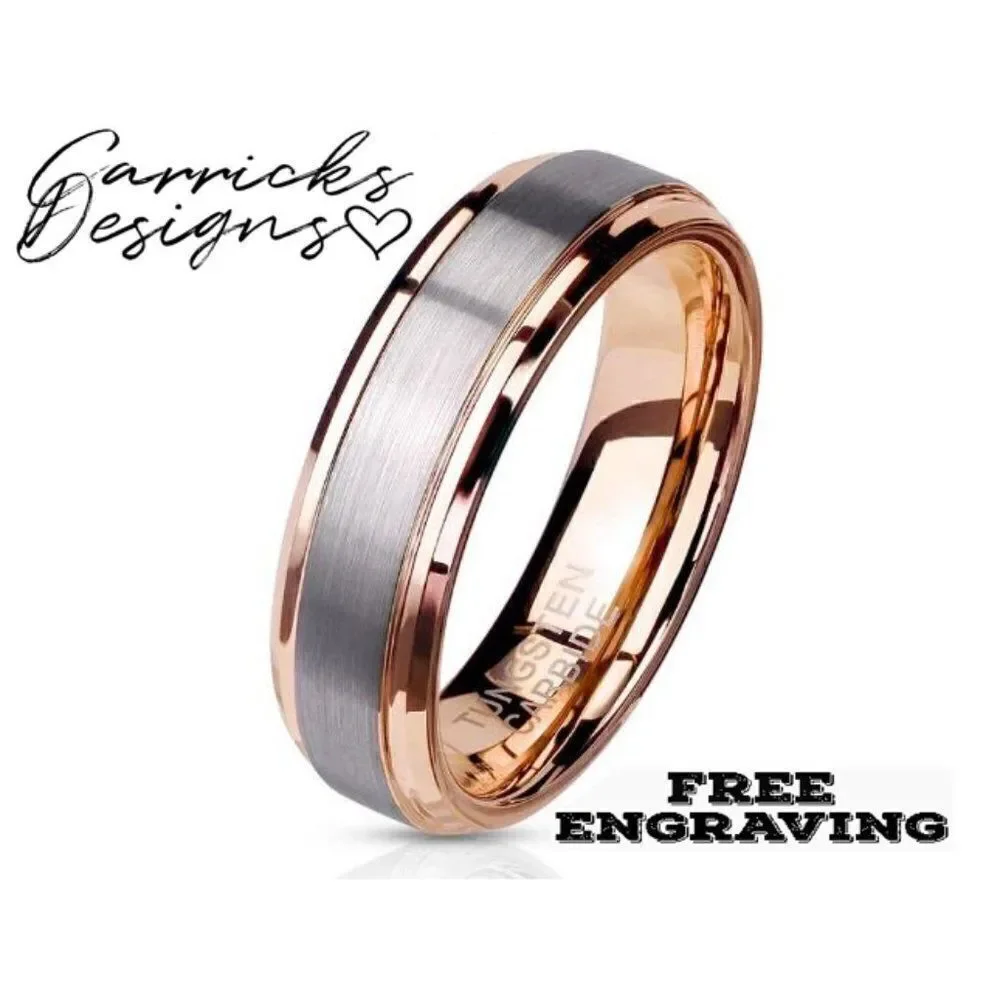 Personalized Men's Real Rose Gold Tungsten Promise Ring Pinky Promise Ring